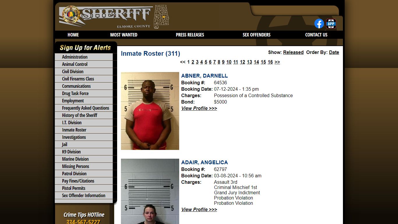 Inmate Roster - Current Inmates - Elmore County AL Sheriff's Office