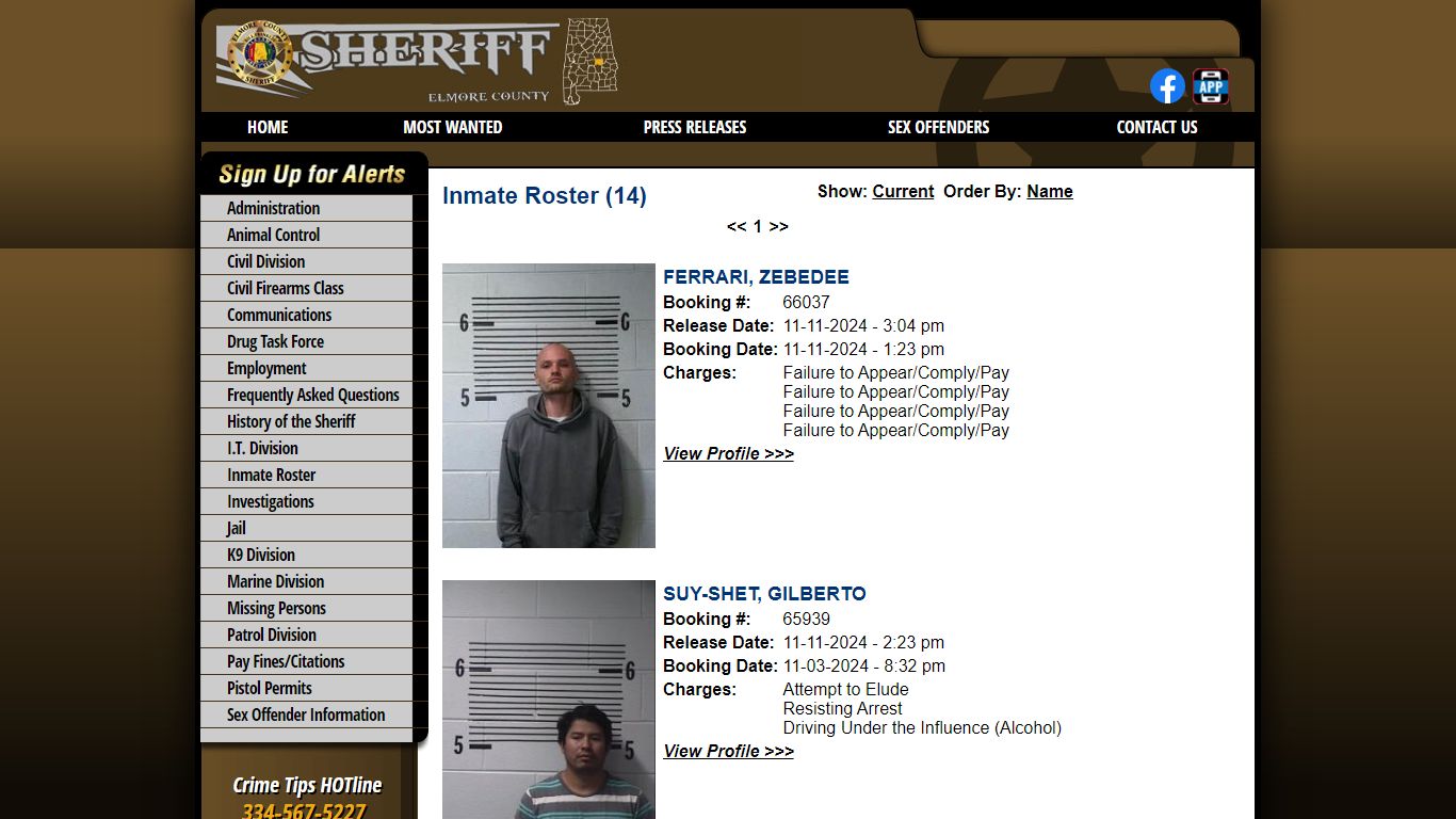 Inmate Roster - Released Inmates Booking Date Descending - Elmore ...